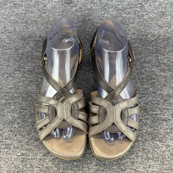 ✅Naturalizer Catrina Sandals Womens 9.5N Bronze Pewter Leather Strappy Slingback - Picture 5 of 10